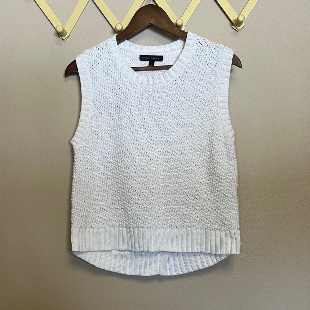 Banana Republic White Knit Sleeveless Sweater